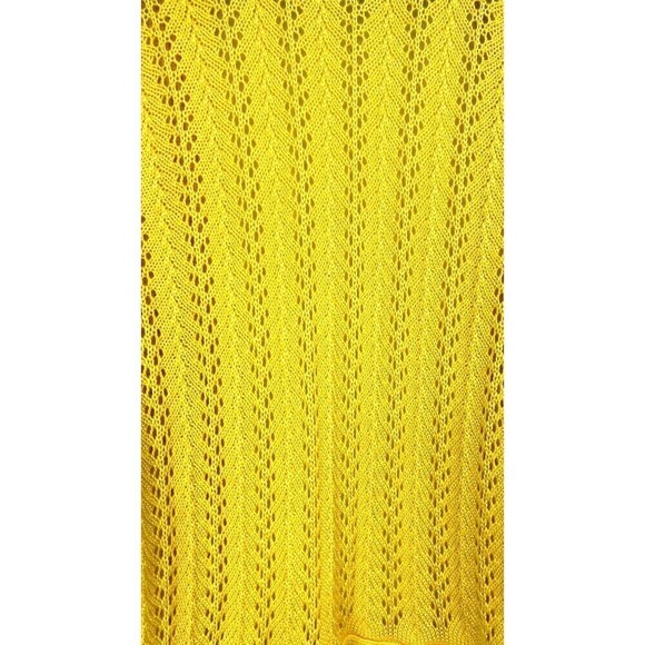 Peter Nygard Women Sz L Yellow Open Front Cropped Sweater Cardigan Open Knit U1 - Picture 8 of 10